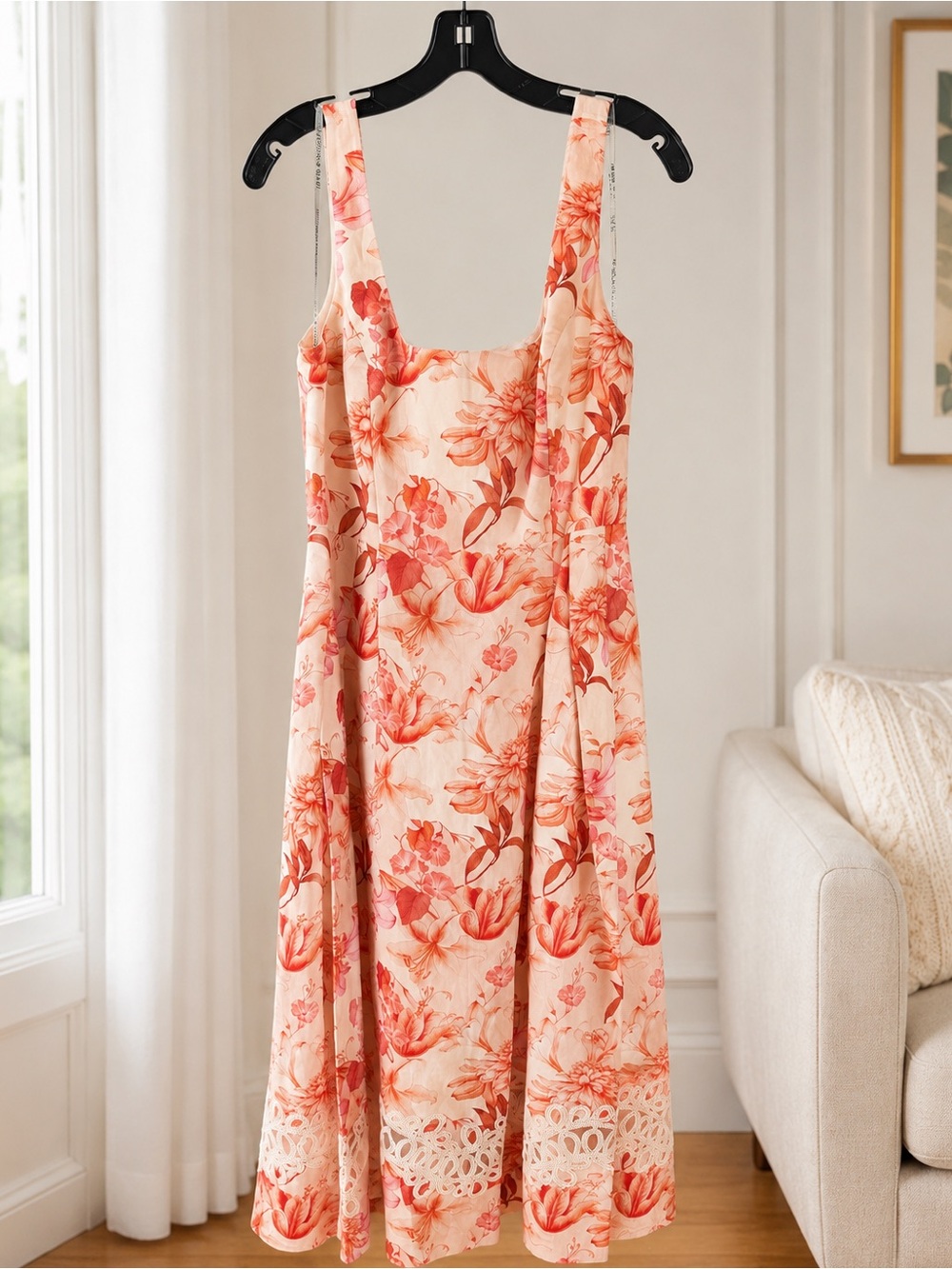 Sachin + Babi Peach Dress with Coral Floral Print